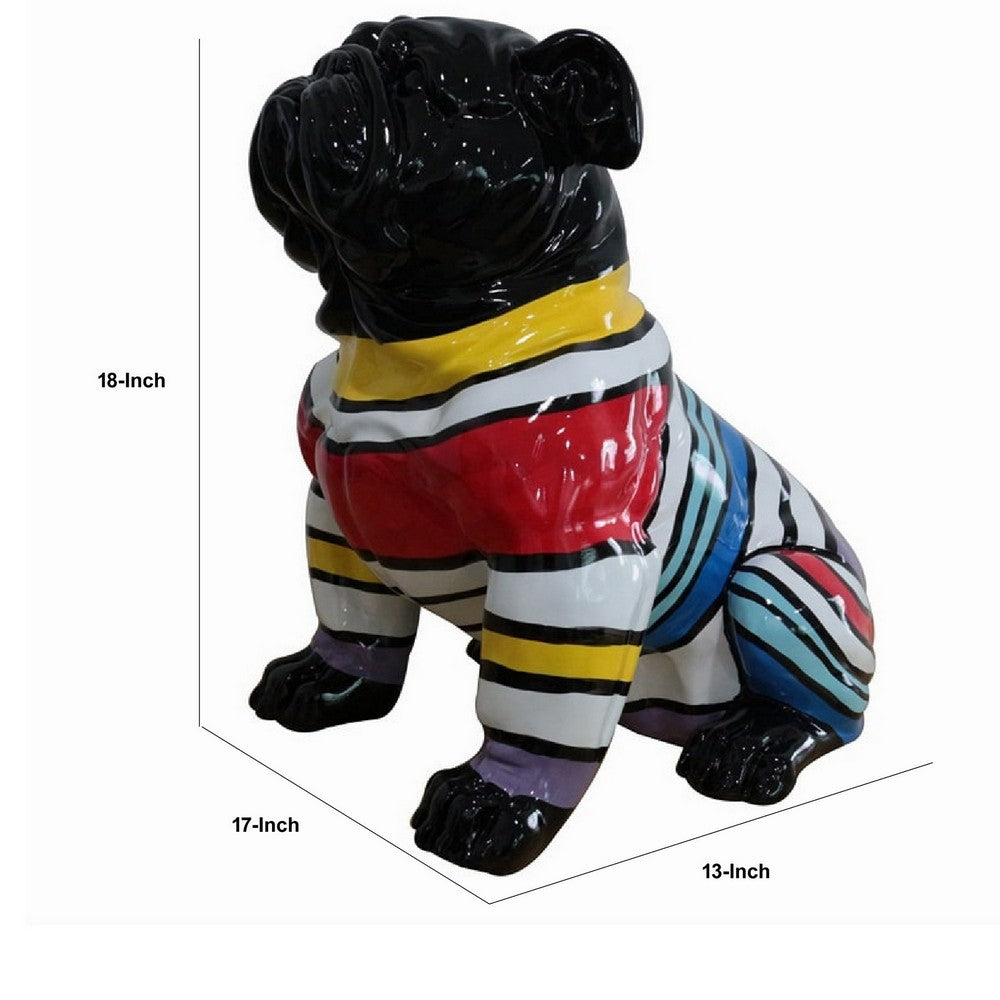 Cid 18 Inch Resin Pug Sculpture Decor, Multicolor Abstract Pattern - BM279266