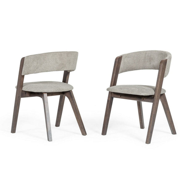 Cid 23 Inch Modern Dining Chair, Curved Back, Set of 2, Gray Fabric - BM279267