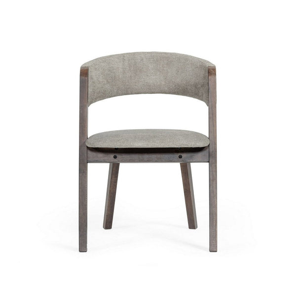 Cid 23 Inch Modern Dining Chair, Curved Back, Set of 2, Gray Fabric - BM279267