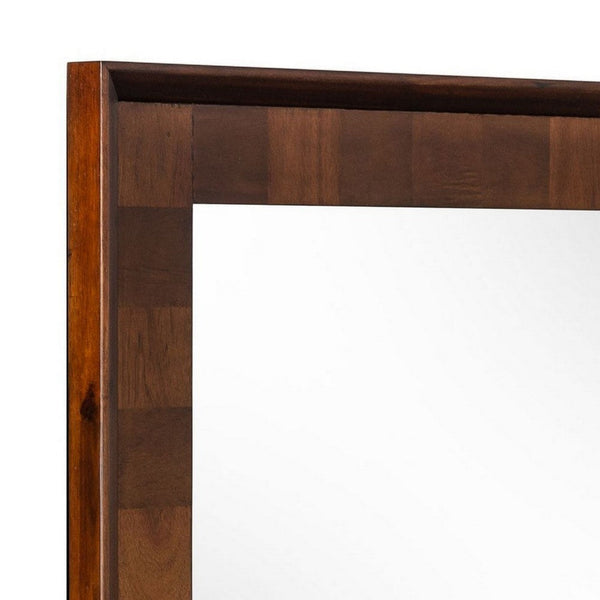 Cid 43 Inch Modern Wall Mirror, Molded Frame, Dark Dual Tone Brown - BM279279