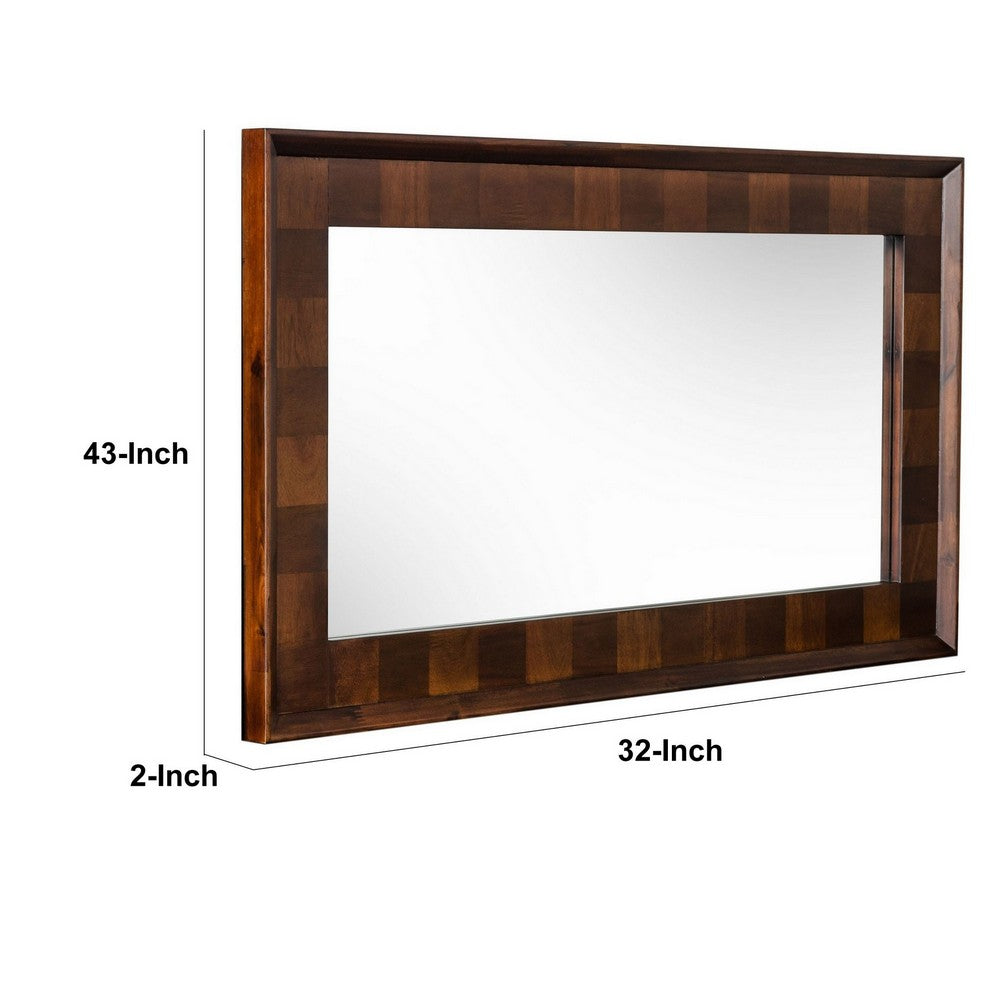 Cid 43 Inch Modern Wall Mirror, Molded Frame, Dark Dual Tone Brown - BM279279