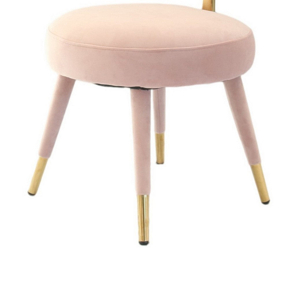 Cid 21 Inch Modern Glam Accent Chair, Round Backrest, Set of 2, Pink Velvet - BM279360