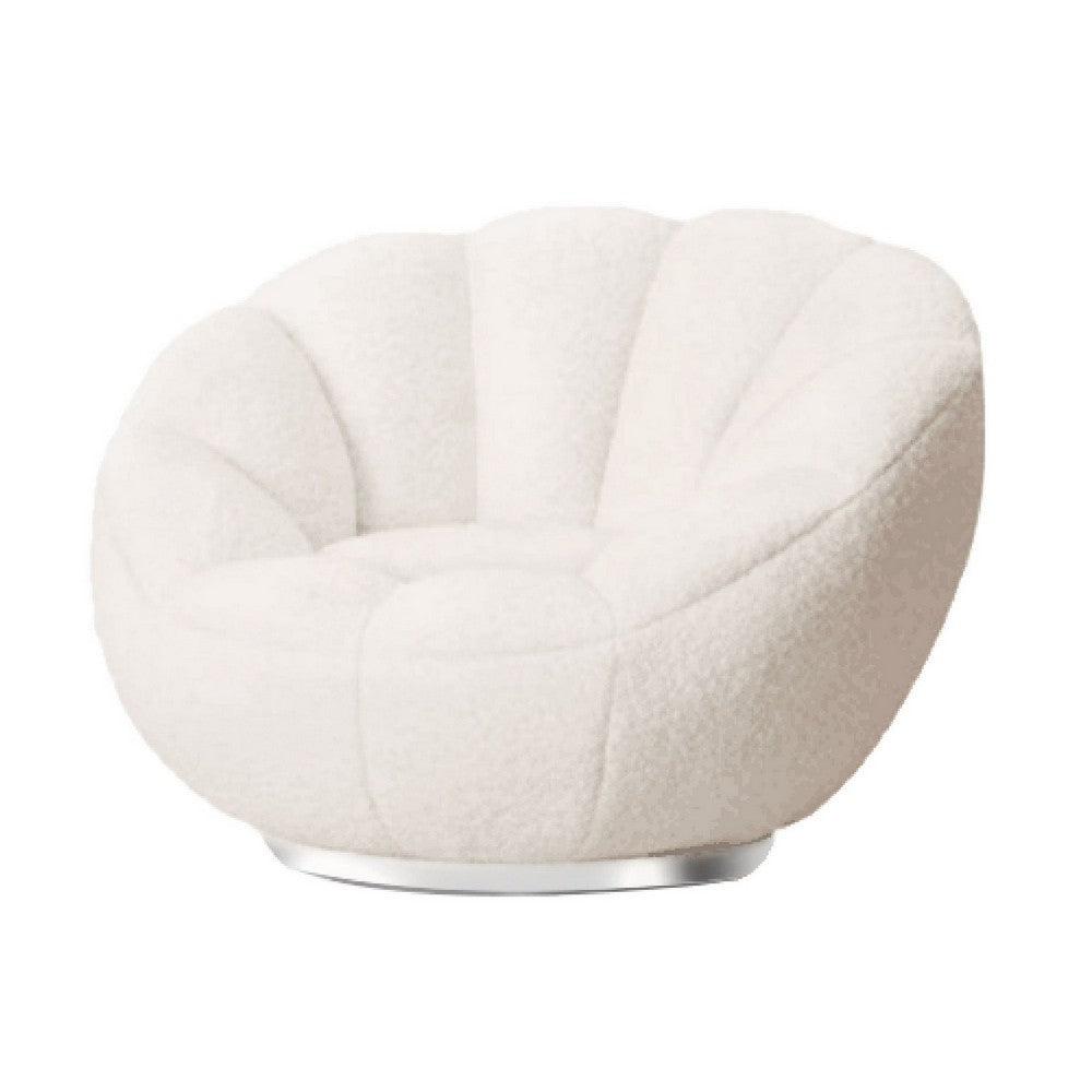 Cid 24 Inch Accent Chair, Tufted Back, Low Shell Design, Fabric, White - BM279362