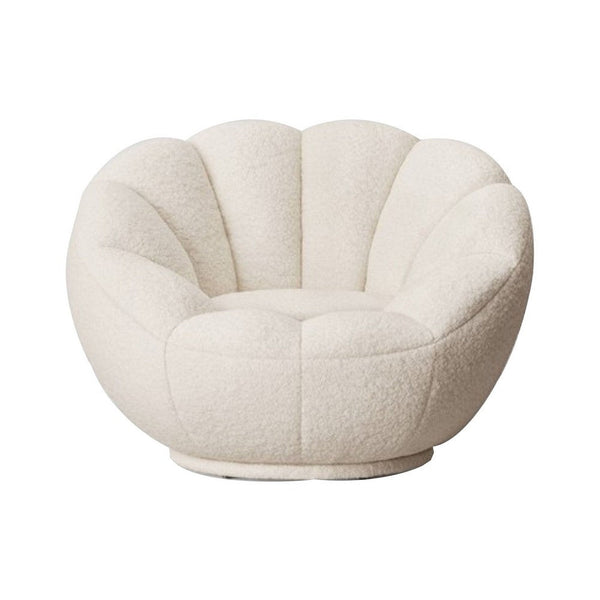 Cid 24 Inch Accent Chair, Tufted Back, Low Shell Design, Fabric, White - BM279362