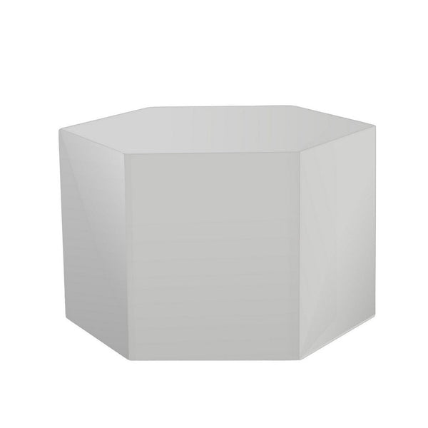 Cid Keli 15 Inch Modular End Table, Small, Glossy, Light Gray - BM279368