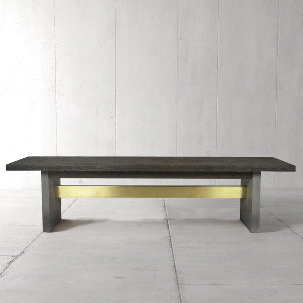 Cid Coe 71 Inch Modern Dining Bench, Wood Seat, Concrete Base, Gray - BM279472