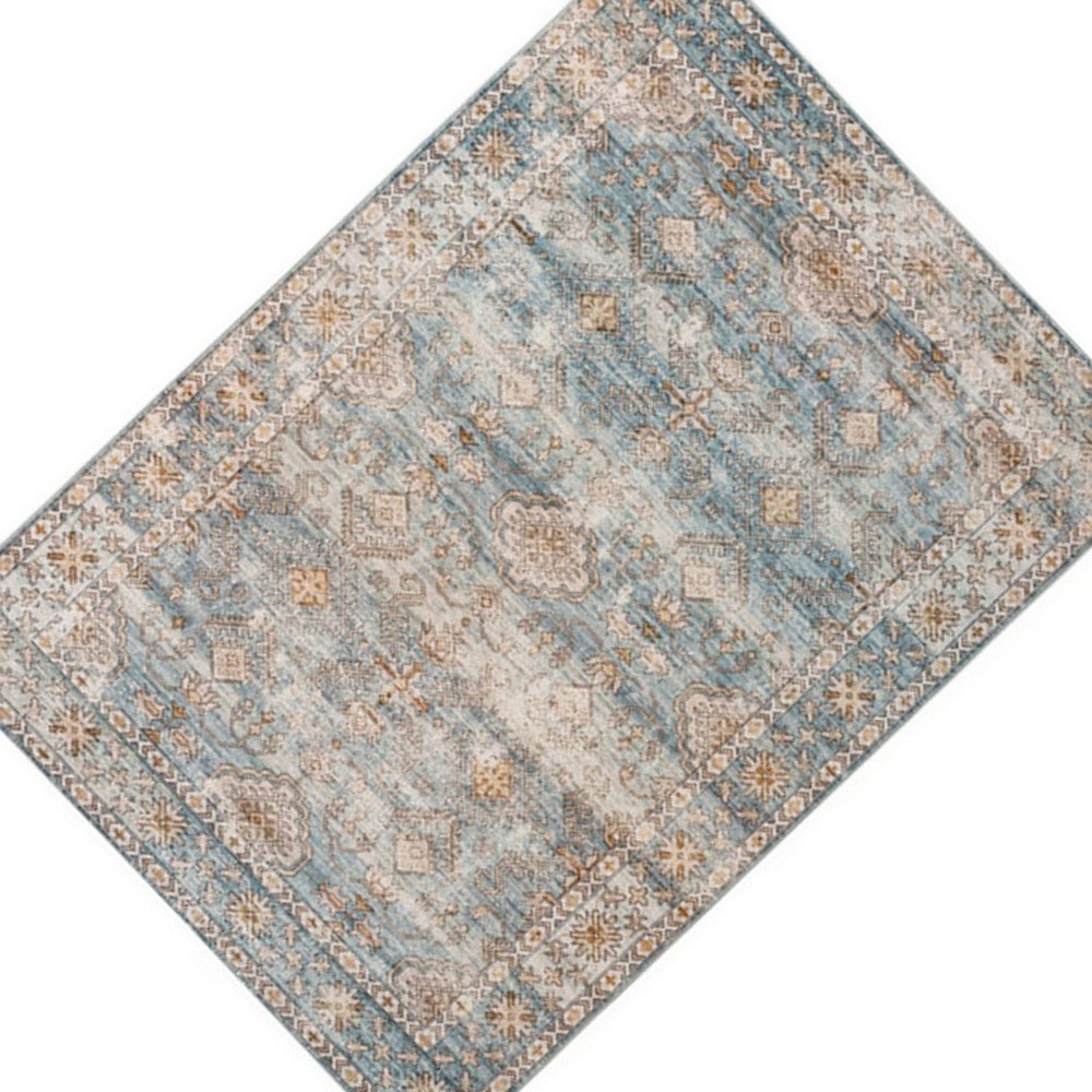 Mia 10 x 8 Large Soft Fabric Floor Area Rug, Vintage Two Tone Border Design - BM279705