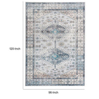 Nyx 10 x 8 Large Soft Fabric Floor Area Rug, Vintage Blue Border Design - BM279707