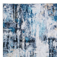 Rue 10 x 8 Large Soft Fabric Floor Area Rug, Abstract Blue and White Design - BM279709