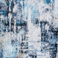 Rue 10 x 8 Large Soft Fabric Floor Area Rug, Abstract Blue and White Design - BM279709