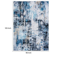 Rue 10 x 8 Large Soft Fabric Floor Area Rug, Abstract Blue and White Design - BM279709