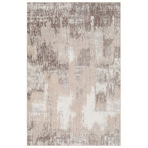 Wyn 7 x 5 Medium Soft Fabric Floor Area Rug, Abstract Pattern, Gray, Beige - BM279717