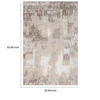 Wyn 7 x 5 Medium Soft Fabric Floor Area Rug, Abstract Pattern, Gray, Beige - BM279717