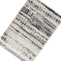 Zofi 10 x 8 Soft Fabric Floor Area Rug, Classic Aztec Pattern, Black, White - BM279718