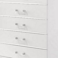 49 Inch Modern Tall Dresser Chest, 5 Drawers, Bar Handles, Wood, White - BM279719