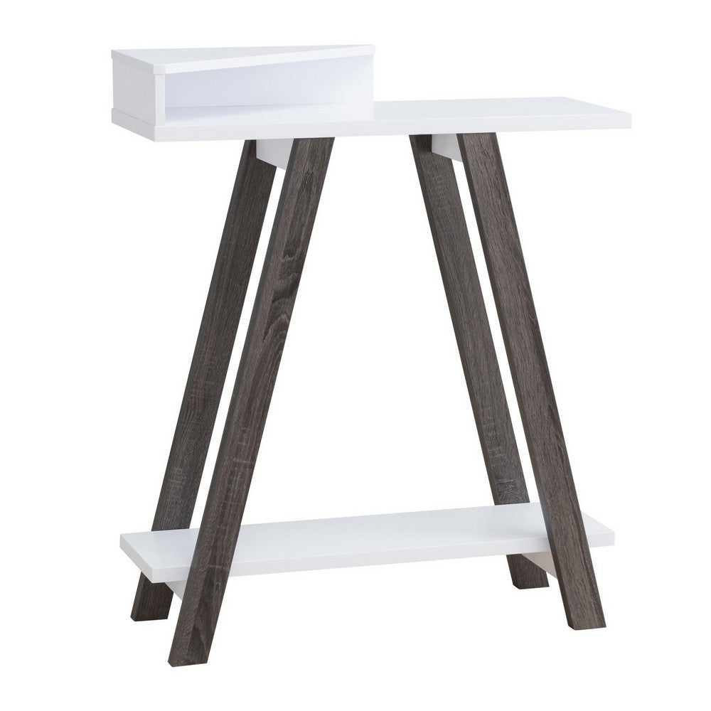 Baki 38 Inch Modern Wood Side Console Table, Corner Compartment, White - BM279739