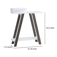 Baki 38 Inch Modern Wood Side Console Table, Corner Compartment, White - BM279739