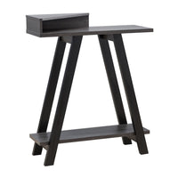 Baki 38 Inch Modern Wood Side Console Table, Corner Compartment, Black - BM279740