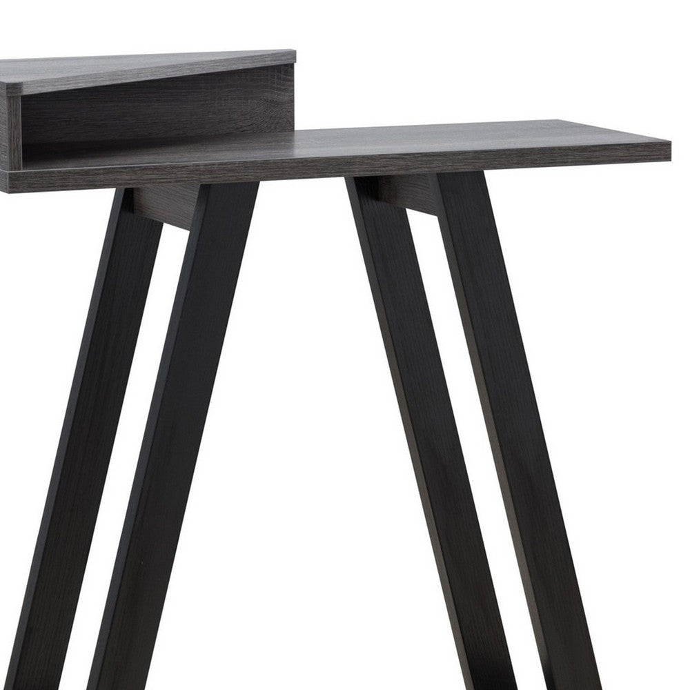 Baki 38 Inch Modern Wood Side Console Table, Corner Compartment, Black - BM279740