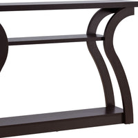 Jane 47 Inch Modern Curved Console Sofa Table, 2 Shelves, Wood, Red Cocoa - BM279750