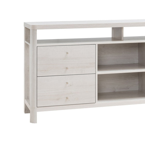 60 Inch Modern Sideboard Buffet Console Cabinet, 4 Drawers, Wood, White Oak - BM279752