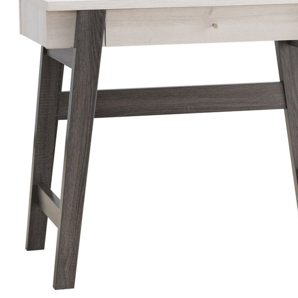 36 Inch Modern Console Sofa Side Table, 2 Tone Wood, White, Distressed Grey - BM279754