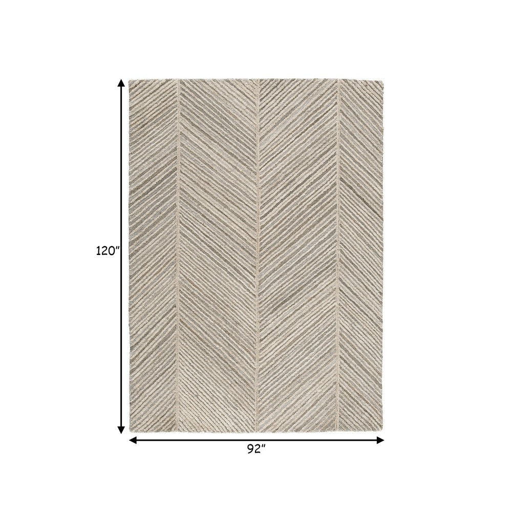 Kaye 10 x 7 Modern Area Rug, Soft Fabric Dotted Gray Brown Chevron, Large - BM280123