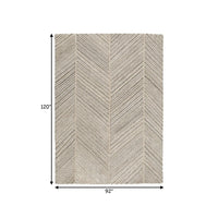 Kaye 10 x 7 Modern Area Rug, Soft Fabric Dotted Gray Brown Chevron, Large - BM280123