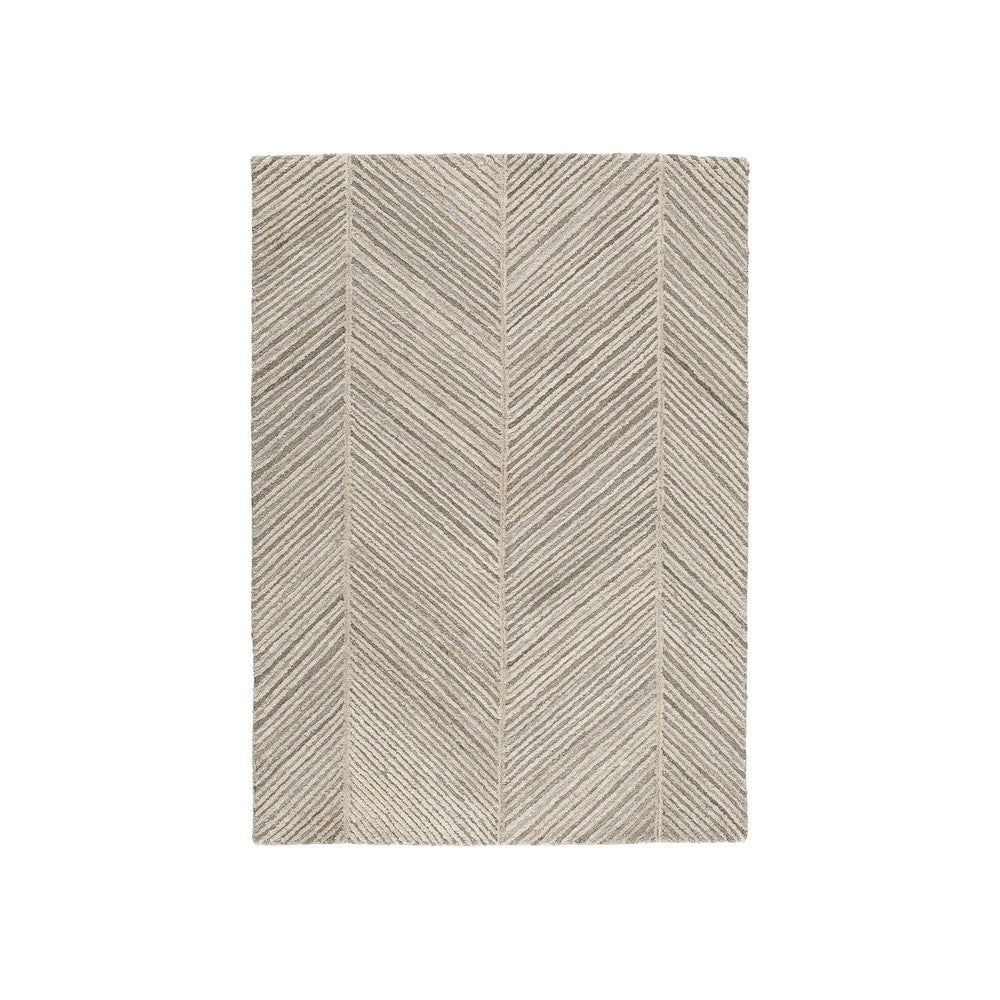 Kaye 10 x 7 Modern Area Rug, Soft Fabric Dotted Gray Brown Chevron, Large - BM280123