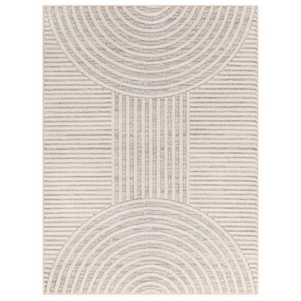 5 x 7 Modern Area Rug, Simple Geometric Design, Soft Fabric, Cream, Gray - BM280133