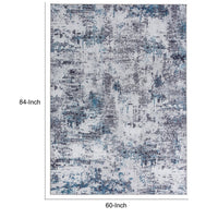 Keli 5 x 7 Modern Area Rug, Abstract Art Design, Soft Fabric, Gray, Blue - BM280142