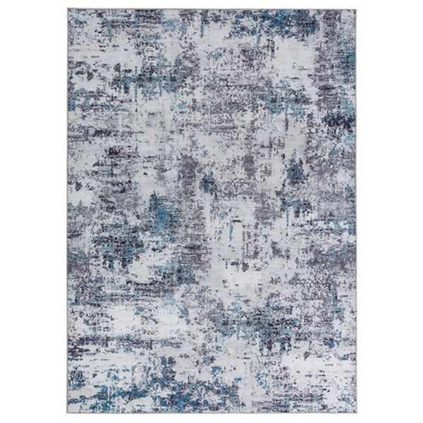 Keli 5 x 7 Modern Area Rug, Abstract Art Design, Soft Fabric, Gray, Blue - BM280142