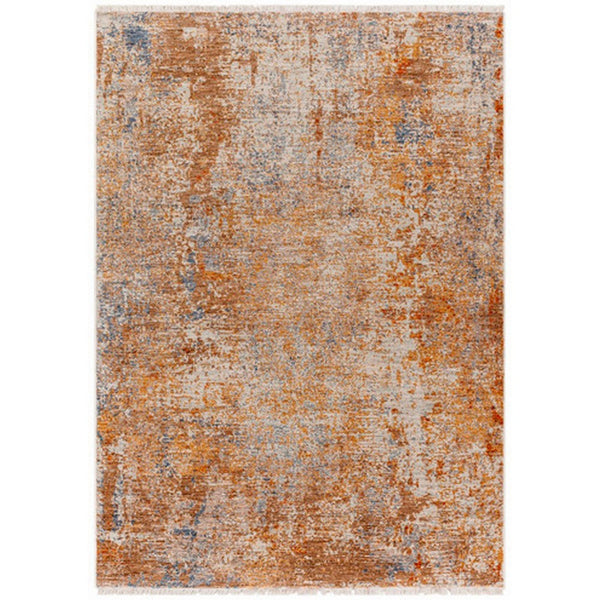 8 x 10 Modern Area Rug, Abstract Design, Soft Fabric, Orange, Brown, Blue - BM280159