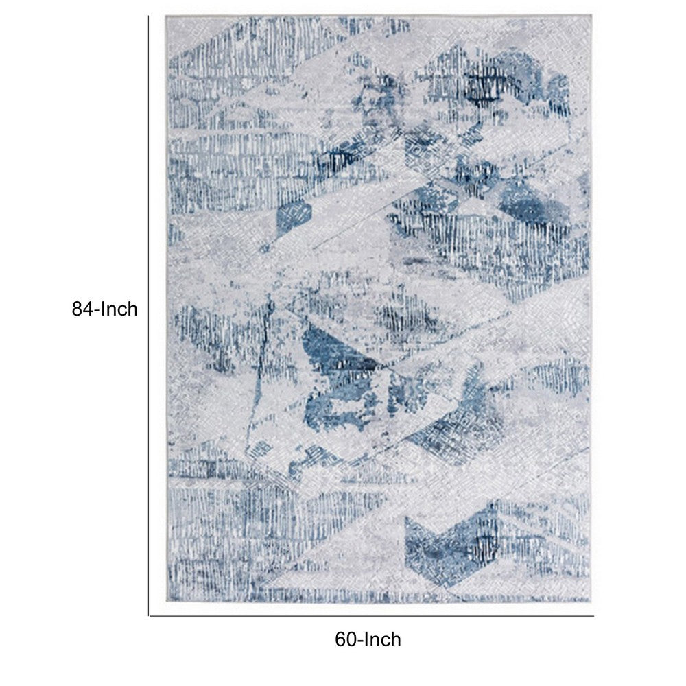 Lexi 5 x 7 Modern Area Rug, Abstract Art Design, Soft Fabric, Blue, Gray - BM280168