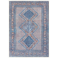 Nia 5 x 7 Washable Soft Area Rug, Ornate, Border, Medium, Cornflower Blue - BM280178