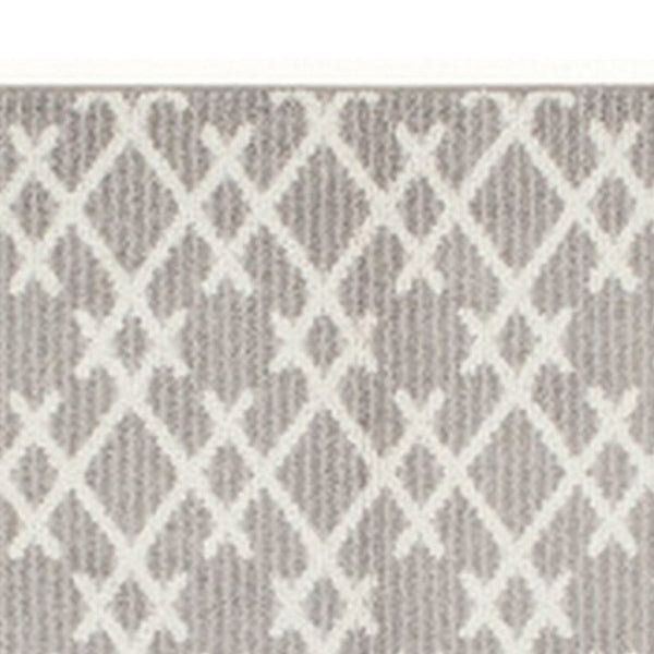 5 x 7 Fabric Floor Area Rug, Diamond, Symmetrical, Medium, Gray, Ivory - BM280194