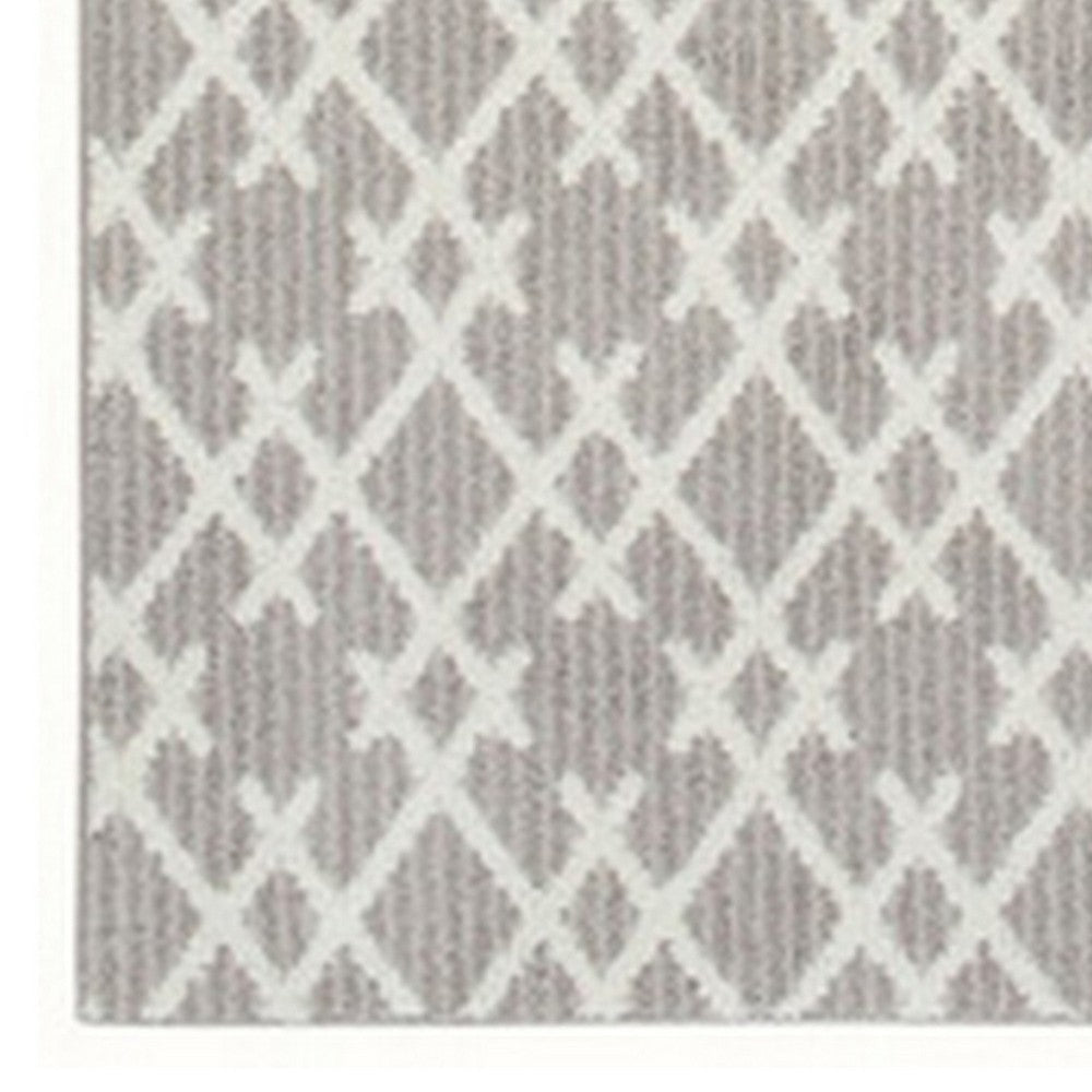 5 x 7 Fabric Floor Area Rug, Diamond, Symmetrical, Medium, Gray, Ivory - BM280194