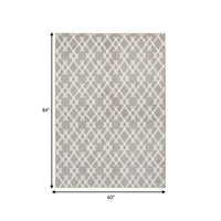 5 x 7 Fabric Floor Area Rug, Diamond, Symmetrical, Medium, Gray, Ivory - BM280194