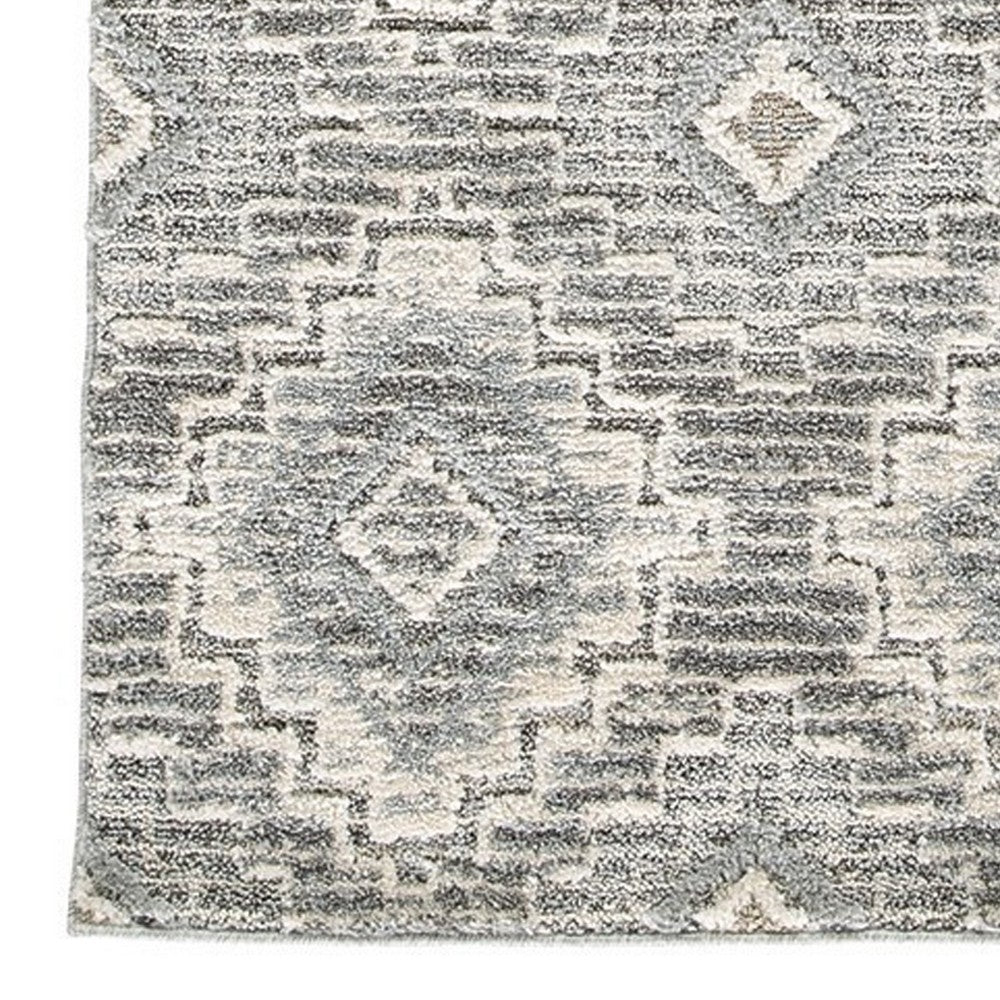 Ari 5 x 7 Modern Area Rug, Diamond Pattern, Soft Fabric, Cream, Gray - BM280199