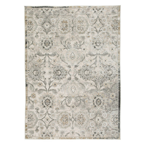 Aza 5 x 7 Floor Area Rug, Damask Floral, 9mm, Medium, Sage Green, Cream - BM280205