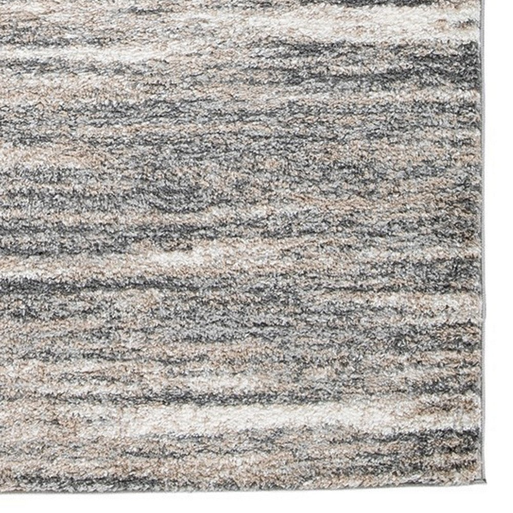 Zeni 5 x 7 Modern Area Rug, Smokey Lined Design, Soft Fabric, Ivory, Beige - BM280226