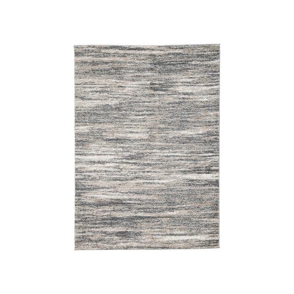 Zeni 5 x 7 Modern Area Rug, Smokey Lined Design, Soft Fabric, Ivory, Beige - BM280226