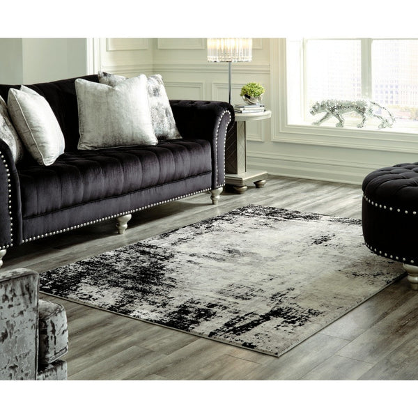 Jude 5 X 7 Modern Area Rug, Abstract Art Design, Fabric, Medium, Black Gray - BM280235