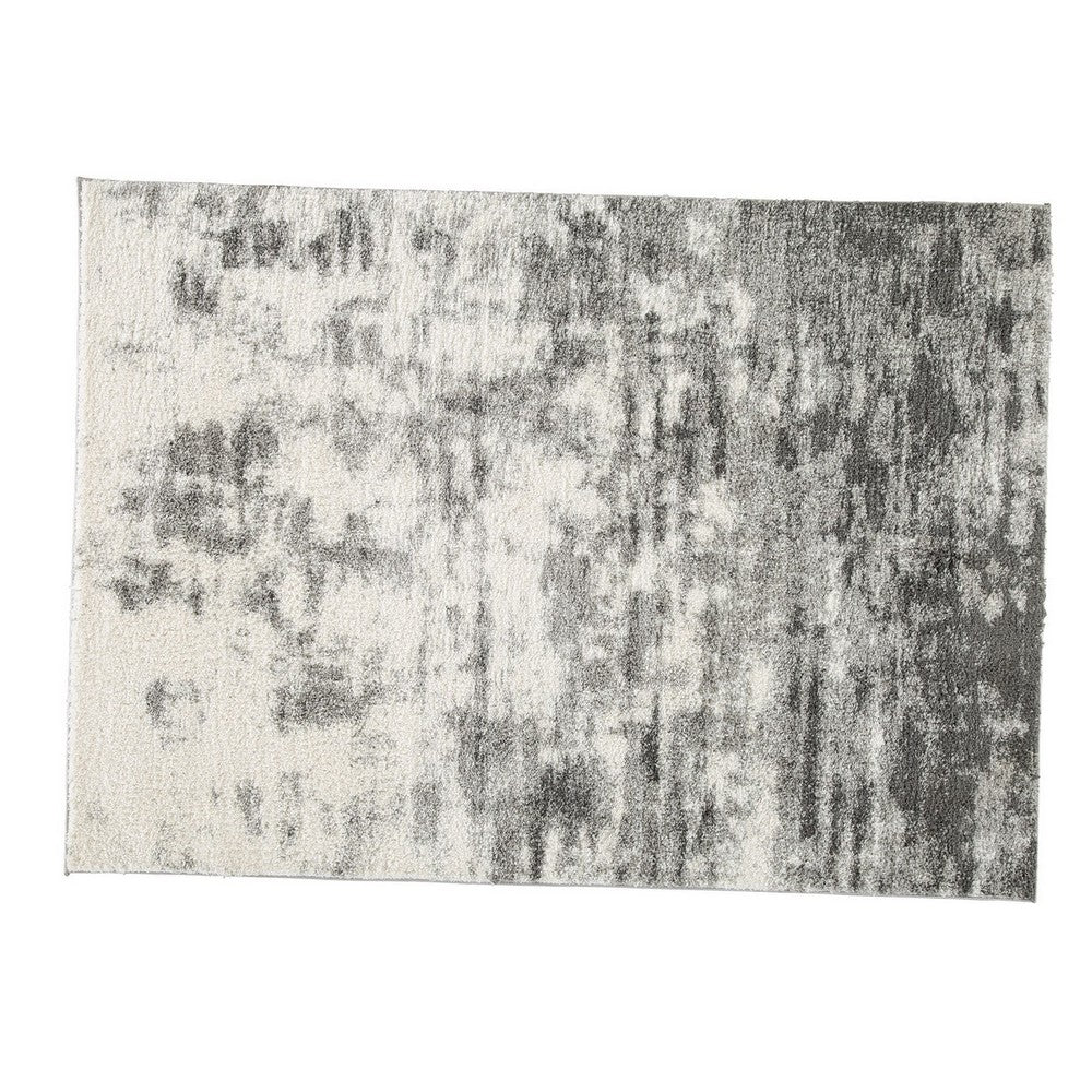 Pax 5 x 7 Modern Area Rug, Smoky Paint Design, Fabric, Medium, Cream, Gray - BM280243