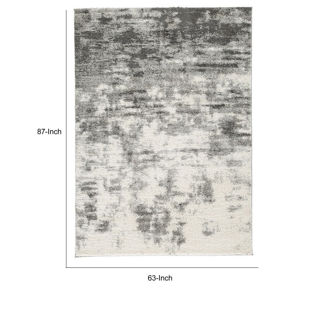 Pax 5 x 7 Modern Area Rug, Smoky Paint Design, Fabric, Medium, Cream, Gray - BM280243