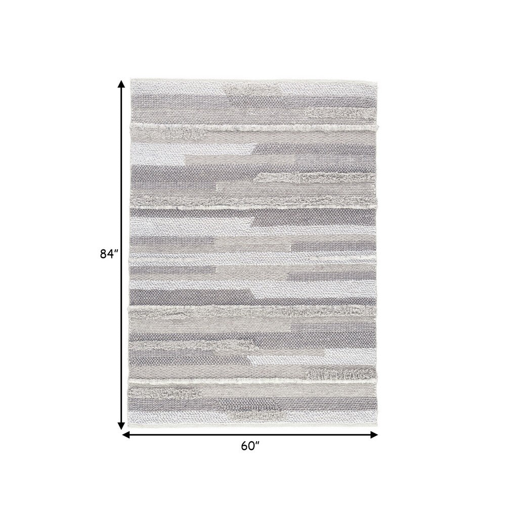 Ella 5 x 7 Modern Area Rug, Simple Abstract Design, Soft Fabric, Stone Gray - BM280246