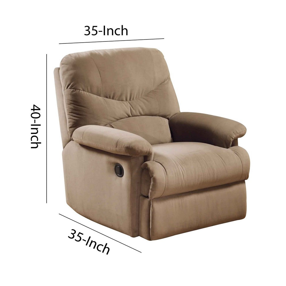 Deby 35 Inch Modern Motion Recliner Chair, Soft Microfiber Seat, Brown - BM280247