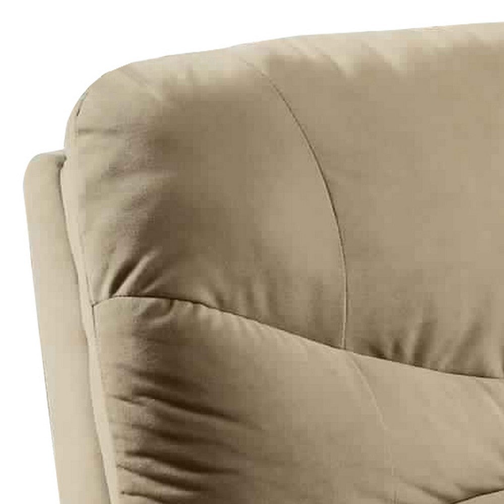 Deby 35 Inch Modern Recliner, Foam Cushioned Seat, Soft Microfiber, Beige - BM280249