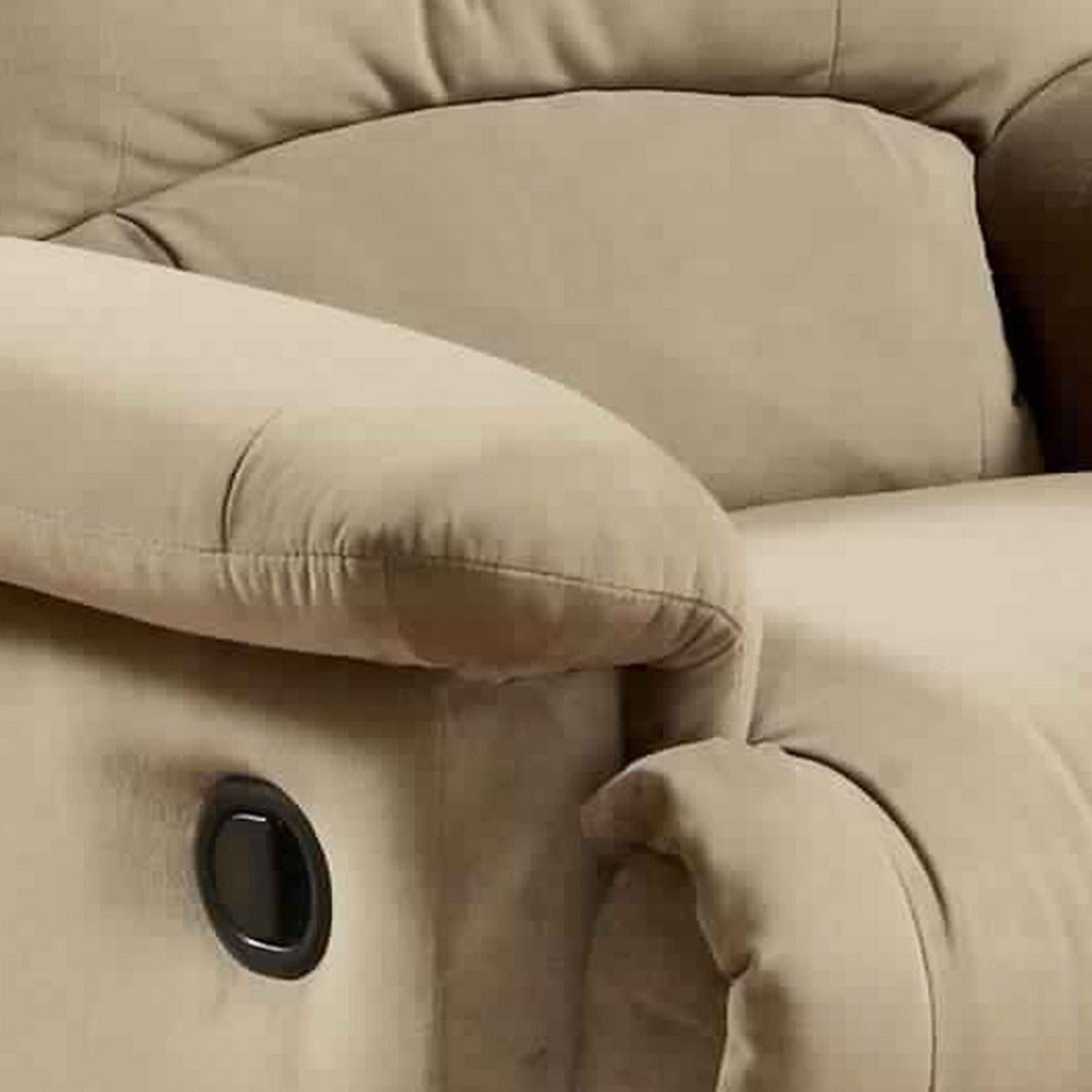 Deby 35 Inch Modern Recliner, Foam Cushioned Seat, Soft Microfiber, Beige - BM280249