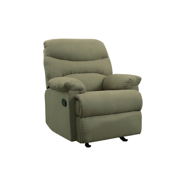 Deby 35 Inch Modern Recliner, Foam Cushioned Seat, Microfiber, Sage Green - BM280250